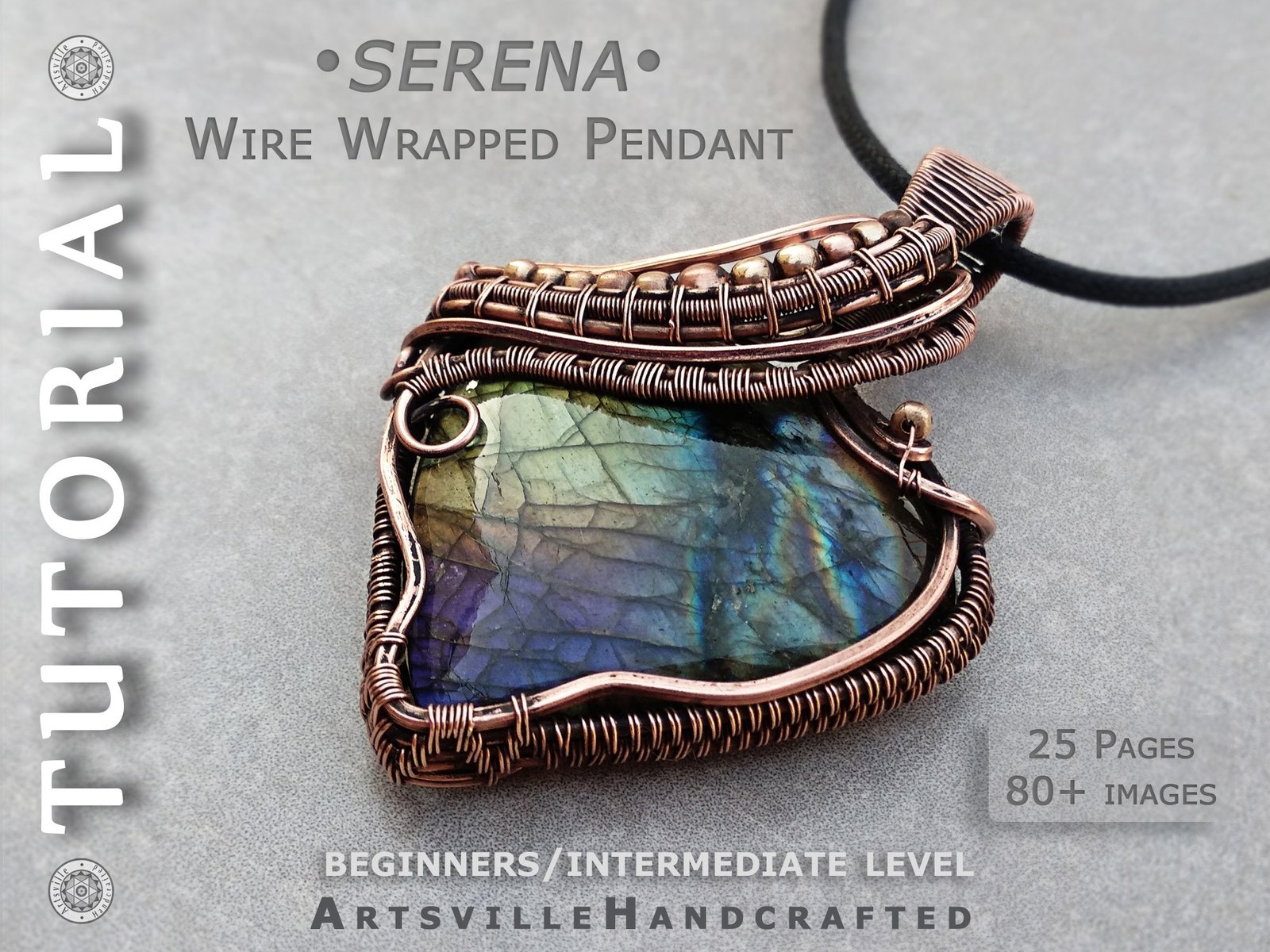 ArtsvilleHandcrafted-Jewelry-making-lesson-Tutorial-AVHT06a Wire wrap pendant tutorial to learn wire wrapping the gemstone crystal by artsvillehandcrafted. Instant download PDF format