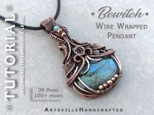 Wire art tutorial to learn wire weaving techniques and wire jewelry, buy PDF book instant download by artsvillehandcrafted