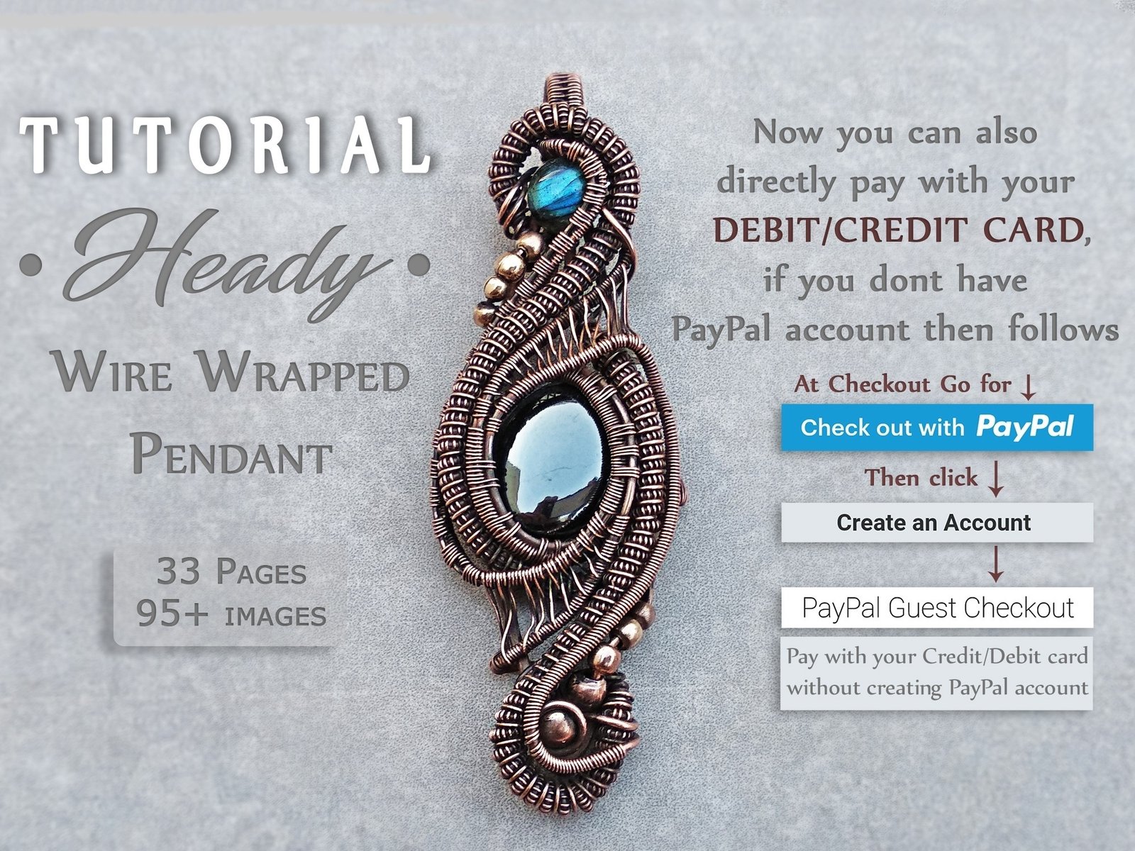 Front Image 11 Wire wrap pendant tutorial to learn wire wrapping the gemstone crystal by artsvillehandcrafted. Instant download PDF format