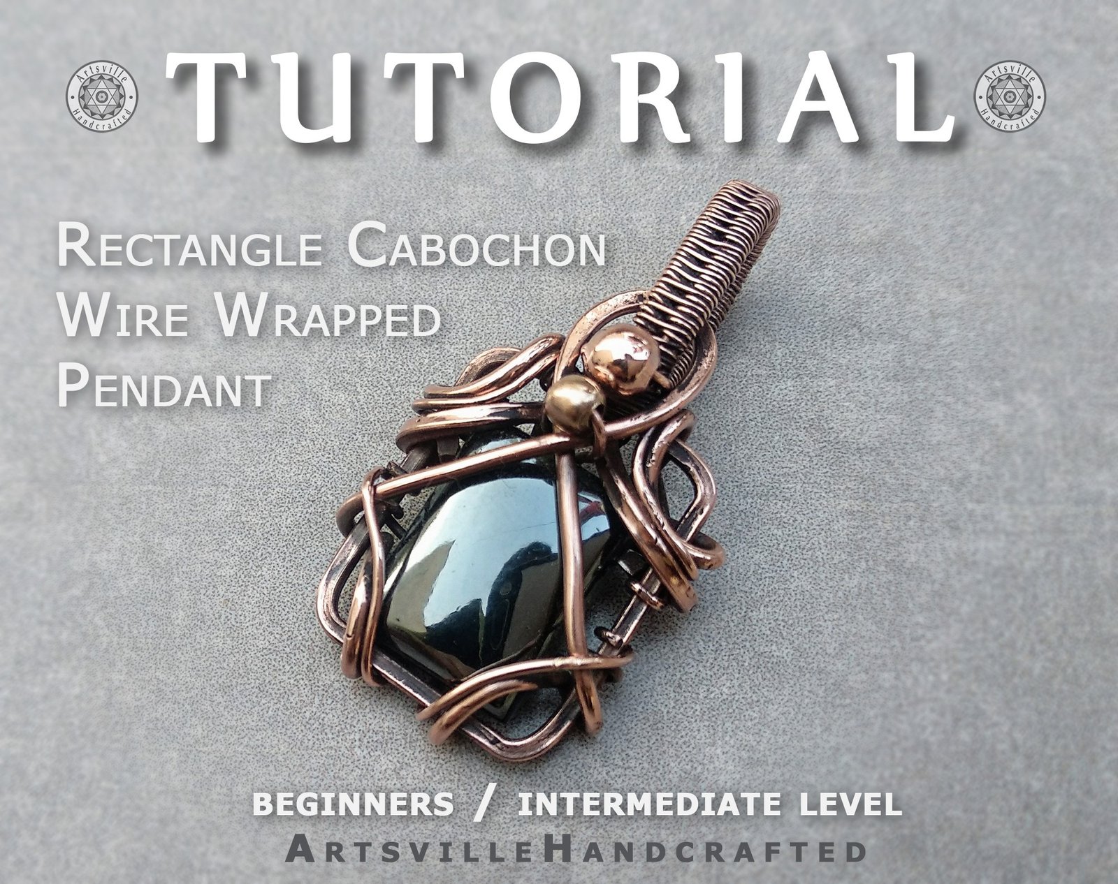 Front Image101 Wire jewelry tutorial to create wire wrap pendant using gemstone crystal by artsvillehandcrafted. Instant download PDF file