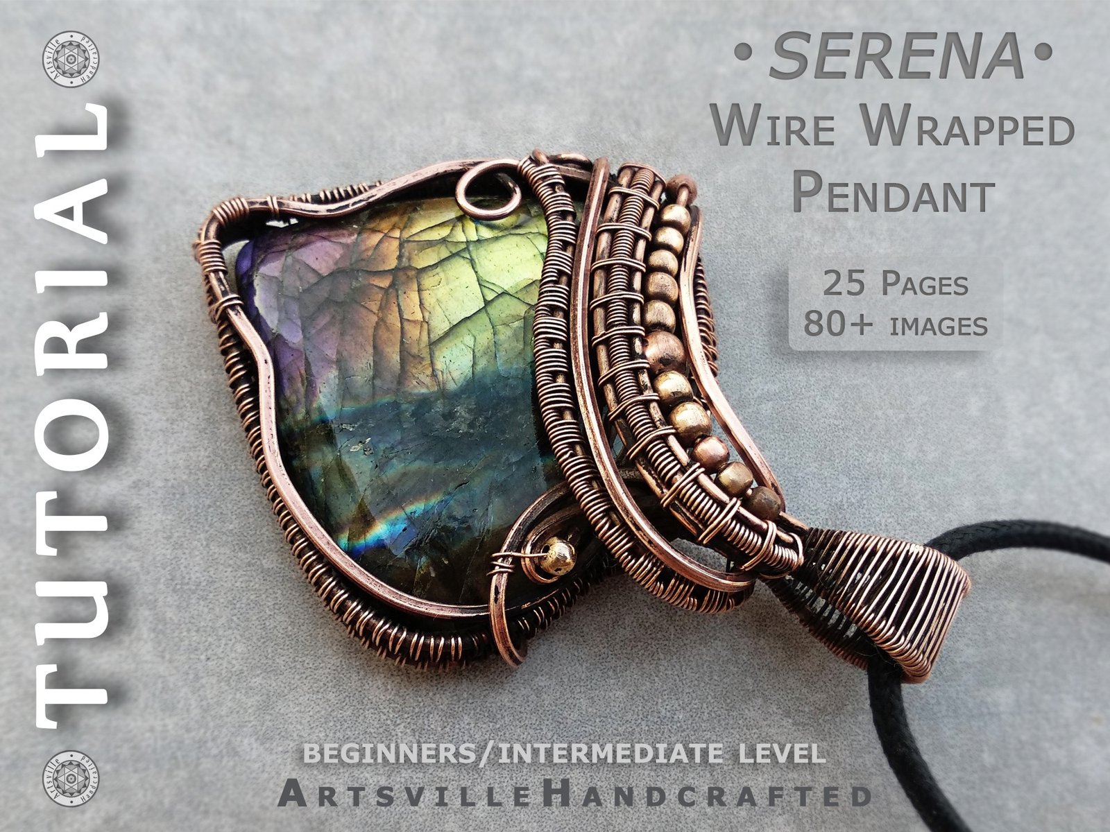 Wire-wrapped-Jewellery-lesson-jewelry-Tutorial-ArtsvilleHandcrafted-AVHT06c Jewelry making for beginners, wire wrap pendant PDF tutorial, step by step instruction instant download by artsvillehandcrafted