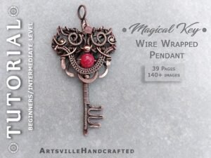 Wire jewelry tutorial to create wire wrap pendant using gemstone crystal by artsvillehandcrafted. Instant download PDF file