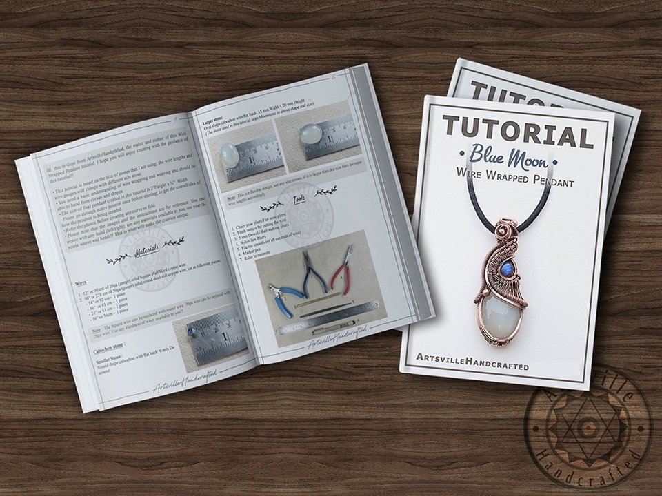 Wire Wrapping Book-Instruction-LessonArtsvillehandcrafted-avht-32d Step-by-step PDF tutorial for making a wire wrap pendant jewelry by artsvillehandcrafted