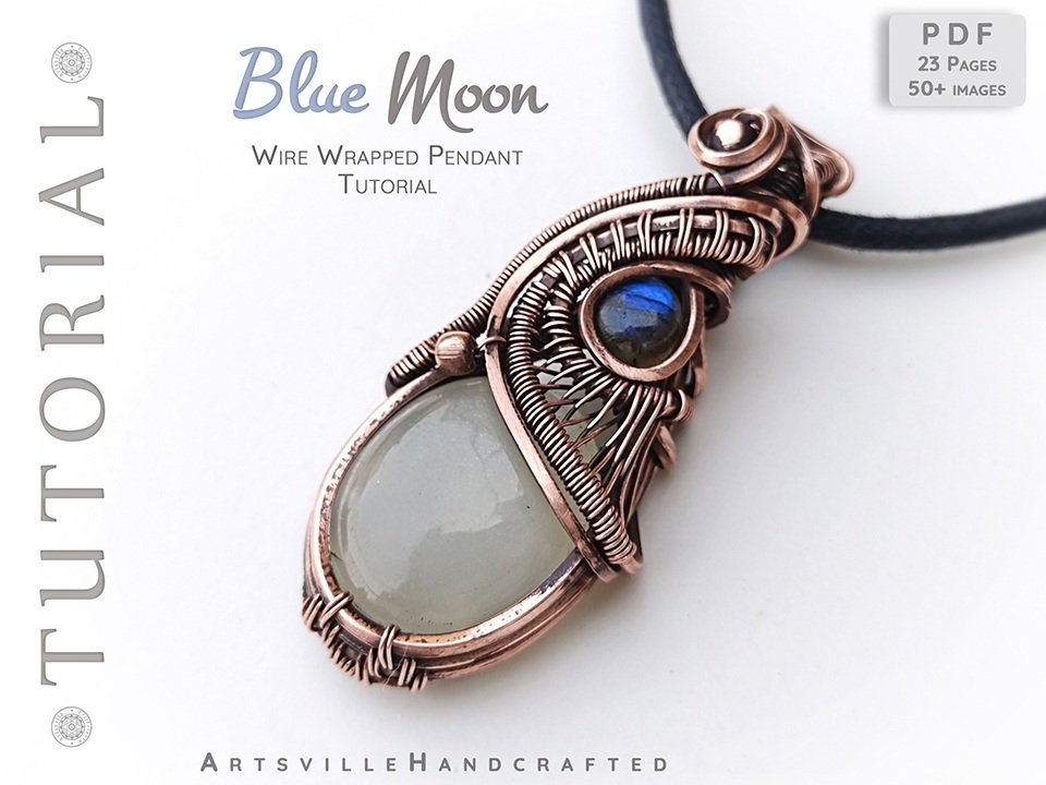 Wire-wrapping-tutorial-artsvillehandcrafted-avht32c Step-by-step PDF tutorial for making a wire wrap pendant jewelry by artsvillehandcrafted