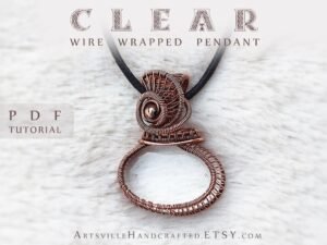 Jewelry making for beginners, wire wrap pendant PDF tutorial, step by step instruction instant download by artsvillehandcrafted