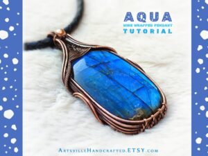 Jewelry making for beginners, wire wrap pendant PDF tutorial, step by step instruction instant download by artsvillehandcrafted