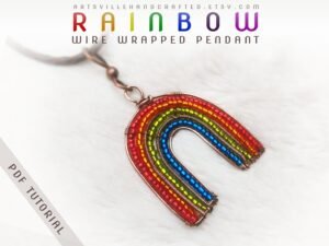 Wire wrap pendant PDF tutorial, Step-by-step instructions for beginner, jewelry makers