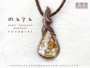 Step-by-step wire wrap pendant tutorial for beginners, PDF download by ArtsvilleHandcrafted